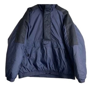 Nike Big Swoosh Puffer Quilted Jacket 1/2 Zip Pullover Men's L Vintage 90's